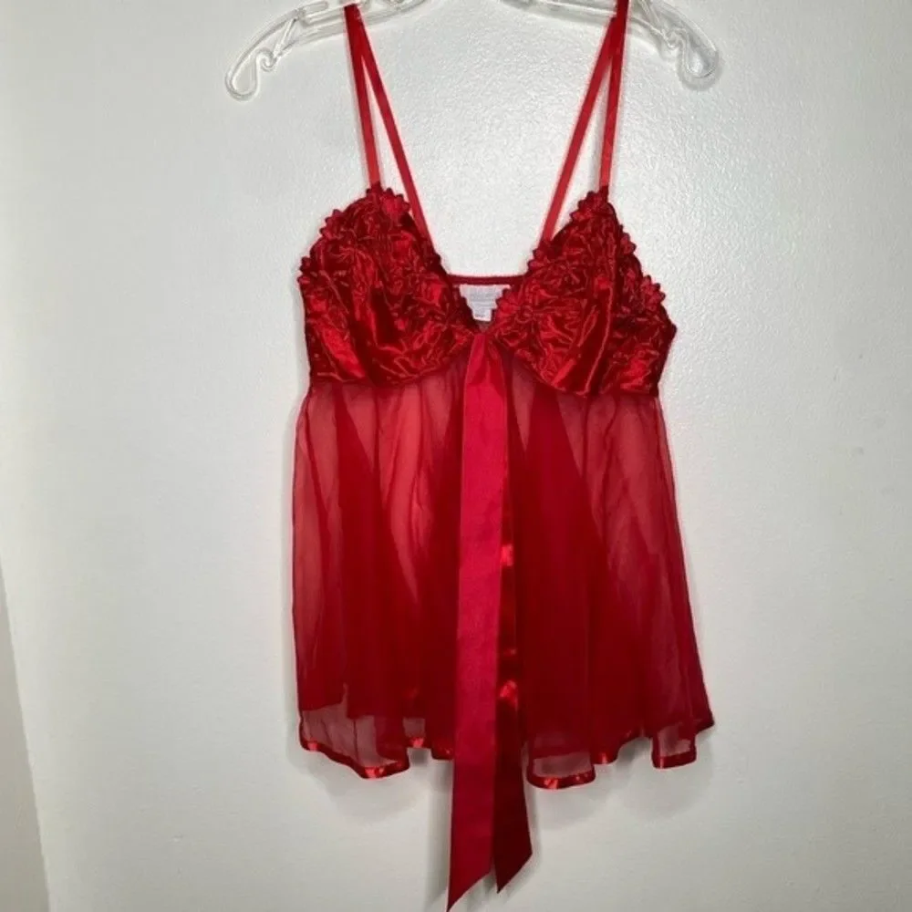 Vintage Red Lace lingerie Negligee Slip Sexy Small babydoll - Picture 2 of 9